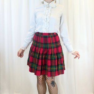 Vintage Pink Plaid Long Kilt Skirt